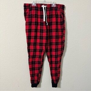 Old Navy Pajama Joggers Red Black Buffalo Plaid Fleece Pants Drawstring X-Mas